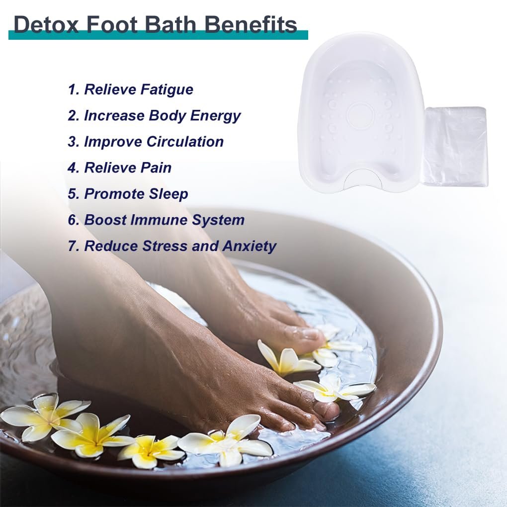 iMeshbean Ionic Detox Foot Bath Tub Basin - White with 100 Liners for All Detox Machines - görsel 11