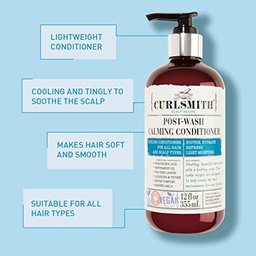 Curlsmith Post-Wash Calming Conditioner – Vegan Cooling Rinse-Out Conditioner for All Hair Types, Scalp Soothing, 12 fl oz - görsel 5