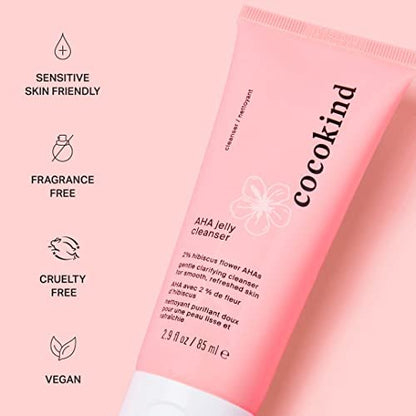 Cocokind AHA Jelly Cleanser - Gentle Exfoliating Face Wash with AHA, BHA & Hyaluronic Acid for Oily Skin, 2.9 Fl Oz Avelisse