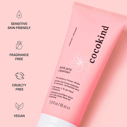 Cocokind AHA Jelly Cleanser - Gentle Exfoliating Face Wash with AHA, BHA & Hyaluronic Acid for Oily Skin, 2.9 Fl Oz Avelisse