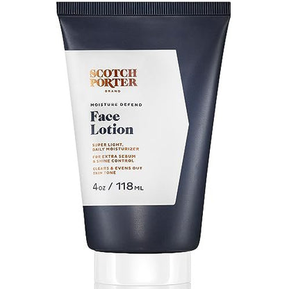 Scotch Porter Moisture Defend Face Lotion for Men – Oil-Free Moisturizer with Shine Control, Paraben-Free & Vegan | 4 oz Avelisse