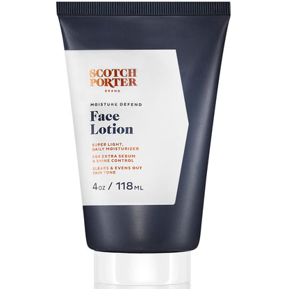 Scotch Porter Moisture Defend Face Lotion for Men – Oil-Free Moisturizer with Shine Control, Paraben-Free & Vegan | 4 oz Avelisse