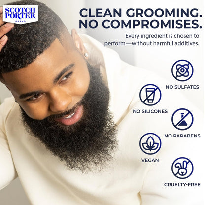 Scotch Porter Restorative Leave-In Beard Conditioner – Deep Conditioning Softener for Dry, Coarse Beards – Lightweight Hydration & Frizz Control – 4 oz. Avelisse