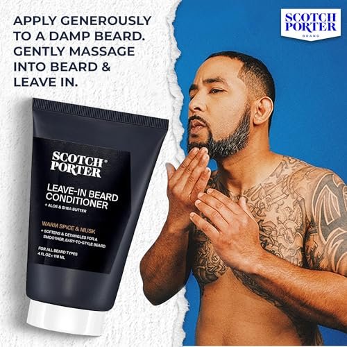 Scotch Porter Restorative Leave-In Beard Conditioner – Deep Conditioning Softener for Dry, Coarse Beards – Lightweight Hydration & Frizz Control – 4 oz. Avelisse