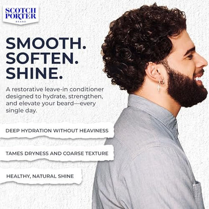 Scotch Porter Restorative Leave-In Beard Conditioner – Deep Conditioning Softener for Dry, Coarse Beards – Lightweight Hydration & Frizz Control – 4 oz. Avelisse