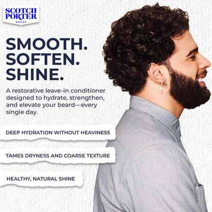 Scotch Porter Restorative Leave-In Beard Conditioner – Deep Conditioning Softener for Dry, Coarse Beards – Lightweight Hydration & Frizz Control – 4 oz. Avelisse