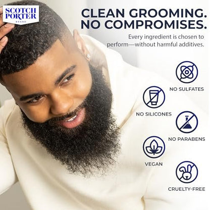 Scotch Porter Restorative Leave-In Beard Conditioner – Deep Conditioning Softener for Dry, Coarse Beards – Lightweight Hydration & Frizz Control – 4 oz. Avelisse