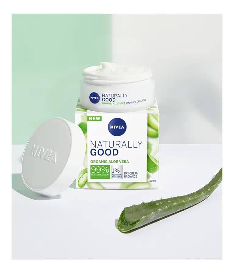 NIVEA NATURALLY GOOD Cream Day Care Radiance Aloe Vera 50ml - Natural Radiance Face Moisturizer - görsel 6