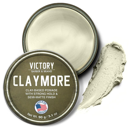 Victory Barber & Brand Hair Clay Pomade - Strong Hold Matte Finish Men's Styling Clay, Made in USA, 3.1 oz Avelisse