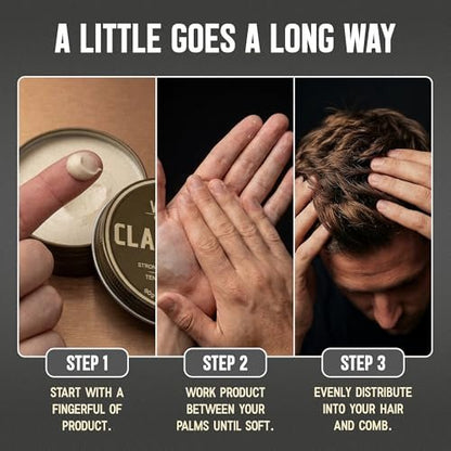 Victory Barber & Brand Hair Clay Pomade - Strong Hold Matte Finish Men's Styling Clay, Made in USA, 3.1 oz Avelisse