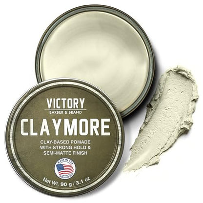 Victory Barber & Brand Hair Clay Pomade - Strong Hold Matte Finish Men's Styling Clay, Made in USA, 3.1 oz Avelisse