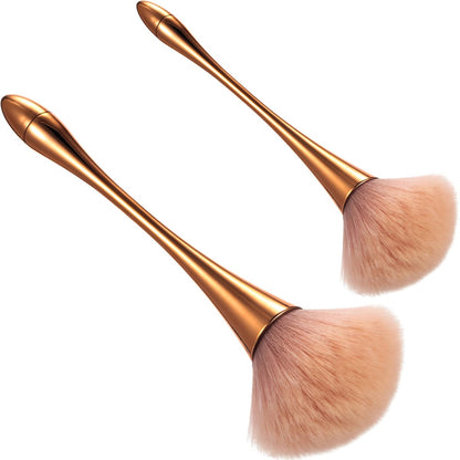 Boao 2-Piece Large Fluffy Makeup Brush Set - Rose Gold Soft Synthetic Bronzer Powder Brush for Blending, Buffing & Foundation