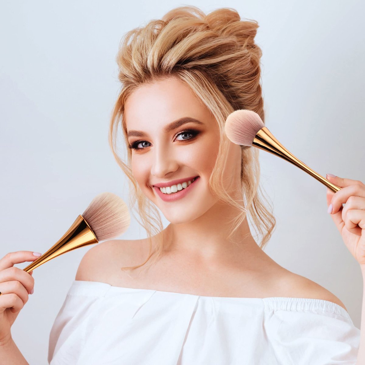 Boao 2-Piece Large Fluffy Makeup Brush Set - Rose Gold Soft Synthetic Bronzer Powder Brush for Blending, Buffing & Foundation - görsel 10
