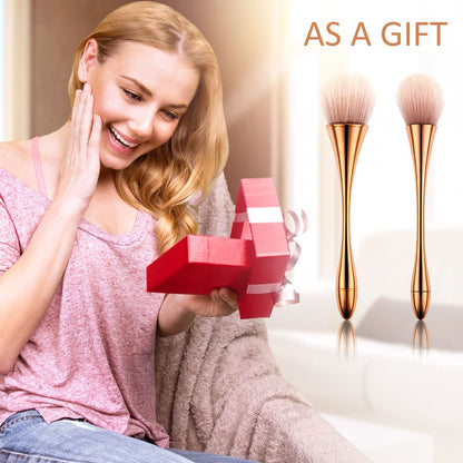 Boao 2-Piece Large Fluffy Makeup Brush Set - Rose Gold Soft Synthetic Bronzer Powder Brush for Blending, Buffing & Foundation