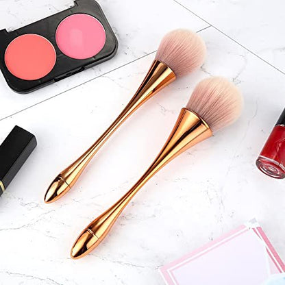 Boao 2-Piece Large Fluffy Makeup Brush Set - Rose Gold Soft Synthetic Bronzer Powder Brush for Blending, Buffing & Foundation