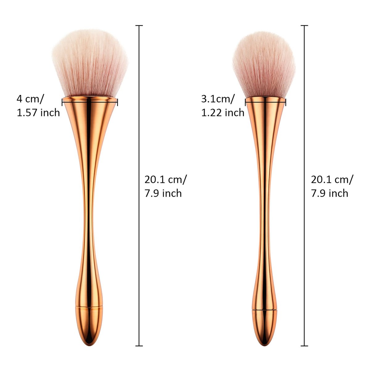 Boao 2-Piece Large Fluffy Makeup Brush Set - Rose Gold Soft Synthetic Bronzer Powder Brush for Blending, Buffing & Foundation - görsel 4