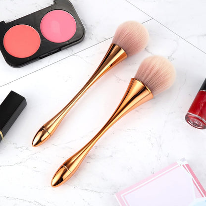 Boao 2-Piece Large Fluffy Makeup Brush Set - Rose Gold Soft Synthetic Bronzer Powder Brush for Blending, Buffing & Foundation
