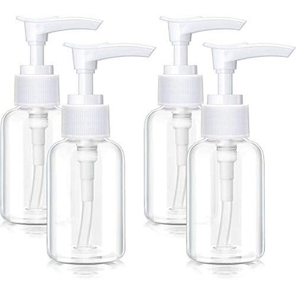 4 Pack Transparent Travel Pump Bottles – Mini Plastic Foamer Dispensers for Lotion, Shampoo, and Cosmetics