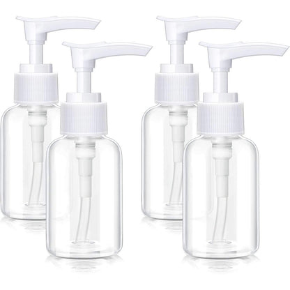 4 Pack Transparent Travel Pump Bottles – Mini Plastic Foamer Dispensers for Lotion, Shampoo, and Cosmetics