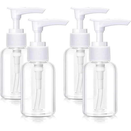 4 Pack Transparent Travel Pump Bottles – Mini Plastic Foamer Dispensers for Lotion, Shampoo, and Cosmetics