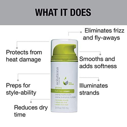 GREAT CLIPS Solutions Glossing Multi-Task Cream 3.4 oz - Smooths & Softens Hair, Tames Frizz & Fly-aways Avelisse