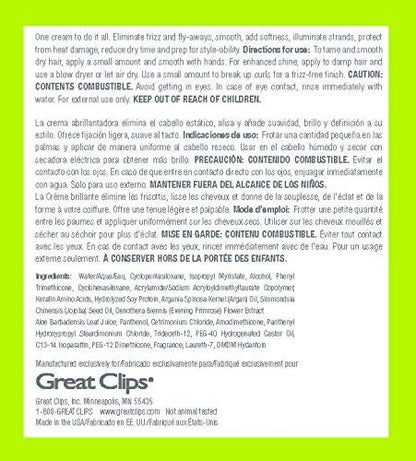 GREAT CLIPS Solutions Glossing Multi-Task Cream 3.4 oz - Smooths & Softens Hair, Tames Frizz & Fly-aways Avelisse