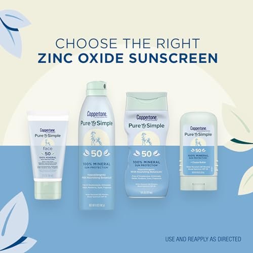 Coppertone Pure and Simple Mineral Sunscreen Stick SPF 50 – Face Sunscreen with Broad Spectrum UVA/UVB Protection, Hypoallergenic, Water Resistant, 0.49 oz - görsel 15