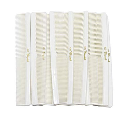 Krest Cleopatra 420 7 Inch Hair Cutting Combs - Professional Barber & Hairstylist Comb (1 Dozen, White)
