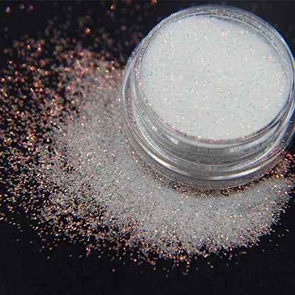 Bellecrey White Rainbow Holographic Nail Glitter Powder 10g - Fine Sugar Coat Effect for Nail Art