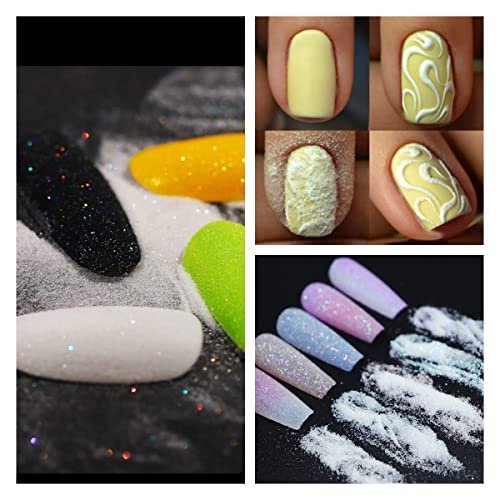 Bellecrey White Rainbow Holographic Nail Glitter Powder 10g - Fine Sugar Coat Effect for Nail Art - görsel 13