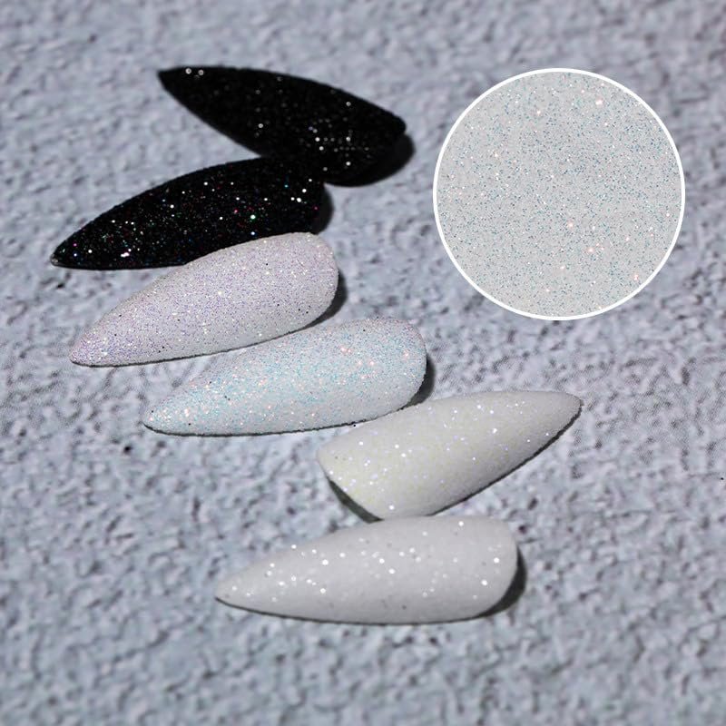 Bellecrey White Rainbow Holographic Nail Glitter Powder 10g - Fine Sugar Coat Effect for Nail Art - görsel 5