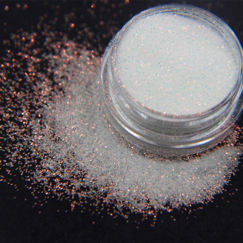 Bellecrey White Rainbow Holographic Nail Glitter Powder 10g - Fine Sugar Coat Effect for Nail Art - görsel 1