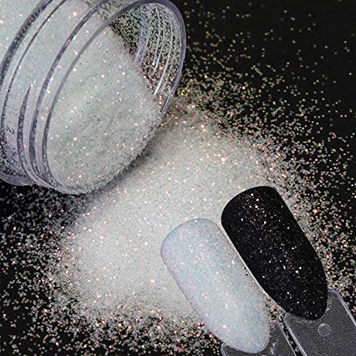 Bellecrey White Rainbow Holographic Nail Glitter Powder 10g - Fine Sugar Coat Effect for Nail Art - görsel 9