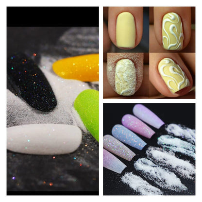 Bellecrey White Rainbow Holographic Nail Glitter Powder 10g - Fine Sugar Coat Effect for Nail Art