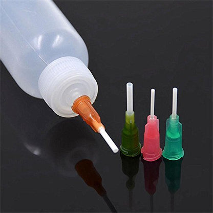 Xmasir Jagua Henna Applicator Bottles Kit - 32 Piece Set for Tattoo Body Paint, Precision Applicator with 4 Bottles, 4 Caps, and 16 Needle Tips