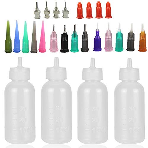 Xmasir Jagua Henna Applicator Bottles Kit - 32 Piece Set for Tattoo Body Paint, Precision Applicator with 4 Bottles, 4 Caps, and 16 Needle Tips - görsel 2