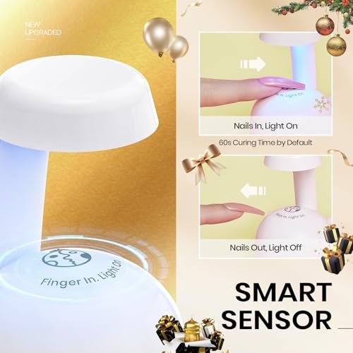 Beetles Mini UV Light for Gel Nails Flash Curing with Smart Sensor – Portable LED Lamp for Fast Gel Polish Drying Avelisse