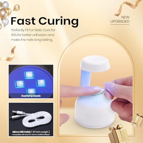 Beetles Mini UV Light for Gel Nails Flash Curing with Smart Sensor – Portable LED Lamp for Fast Gel Polish Drying Avelisse