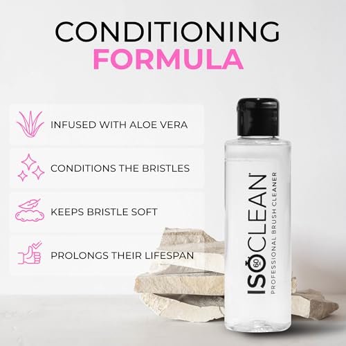 ISOCLEAN Makeup Brush Cleaner – Gentle Daily Use Solution, Reduces Product Buildup, Improves Application, Easy Clean Brush Cleaning Solution & Sponge Cleaner - Easy Pour with Dip Tray, 6 fl oz Avelisse