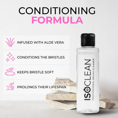 ISOCLEAN Makeup Brush Cleaner – Gentle Daily Use Solution, Reduces Product Buildup, Improves Application, Easy Clean Brush Cleaning Solution & Sponge Cleaner - Easy Pour with Dip Tray, 6 fl oz Avelisse