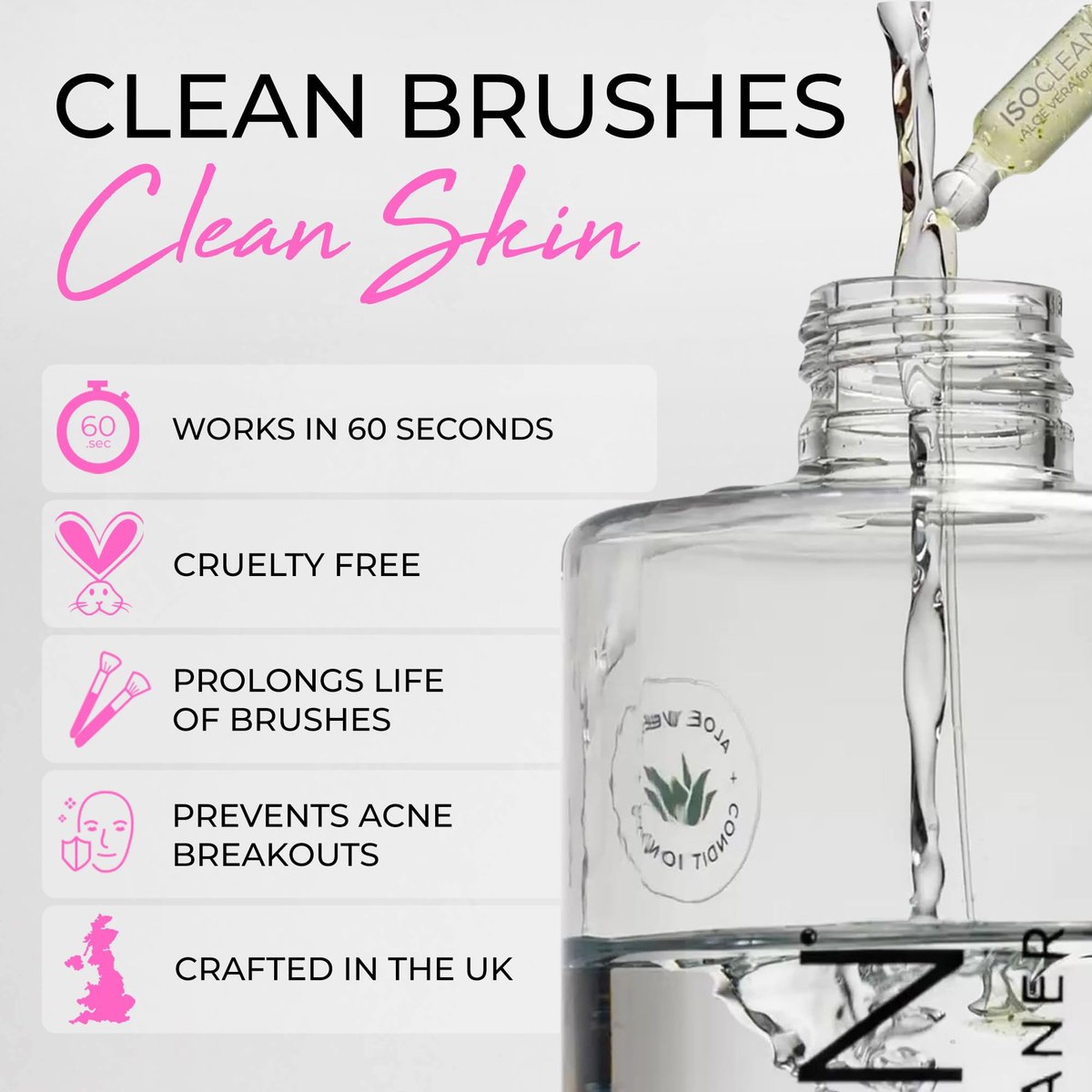 ISOCLEAN Makeup Brush Cleaner – Gentle Daily Use Solution, Reduces Product Buildup, Improves Application, Easy Clean Brush Cleaning Solution & Sponge Cleaner - Easy Pour with Dip Tray, 6 fl oz Avelisse