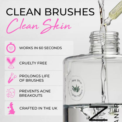 ISOCLEAN Makeup Brush Cleaner – Gentle Daily Use Solution, Reduces Product Buildup, Improves Application, Easy Clean Brush Cleaning Solution & Sponge Cleaner - Easy Pour with Dip Tray, 6 fl oz Avelisse