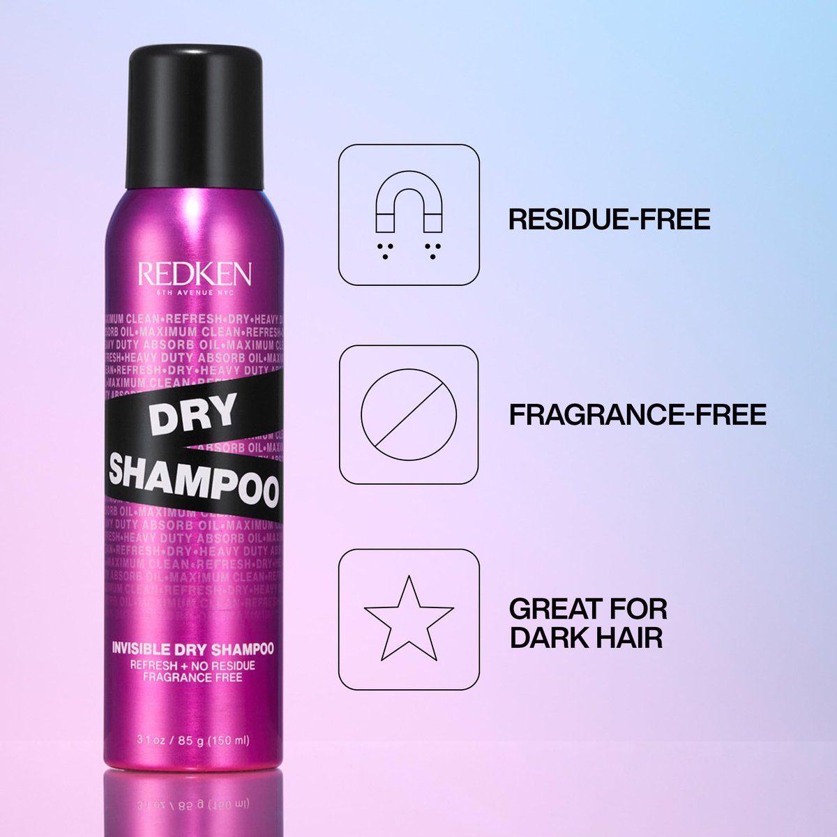 Redken Invisible Dry Shampoo for All Hair Types – Lightweight, Residue-Free, Fragrance-Free (3.1 oz) Avelisse