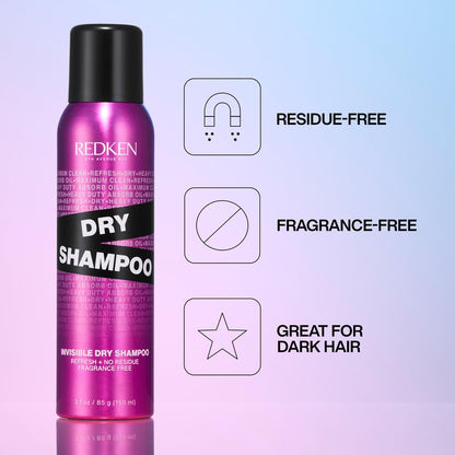 Redken Invisible Dry Shampoo for All Hair Types – Lightweight, Residue-Free, Fragrance-Free (3.1 oz) Avelisse