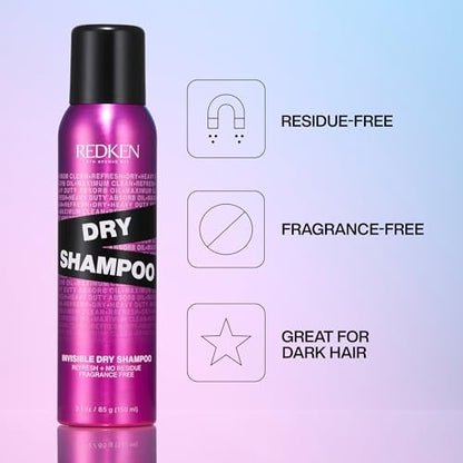 Redken Invisible Dry Shampoo for All Hair Types – Lightweight, Residue-Free, Fragrance-Free (3.1 oz) Avelisse