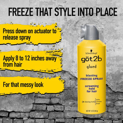 Got2b Glued Blasting Freeze Hairspray, 12 oz (Pack of 2) - Extreme Hold Hair Spray for All-Day Styles Avelisse