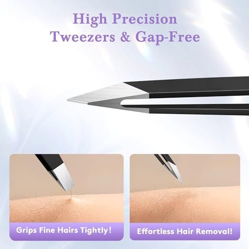 Premium Stainless Steel Tweezer Set – 4 Piece Tweezers for Women & Men, Facial Hair & Eyebrow Plucking with Leather Travel Case - görsel 6