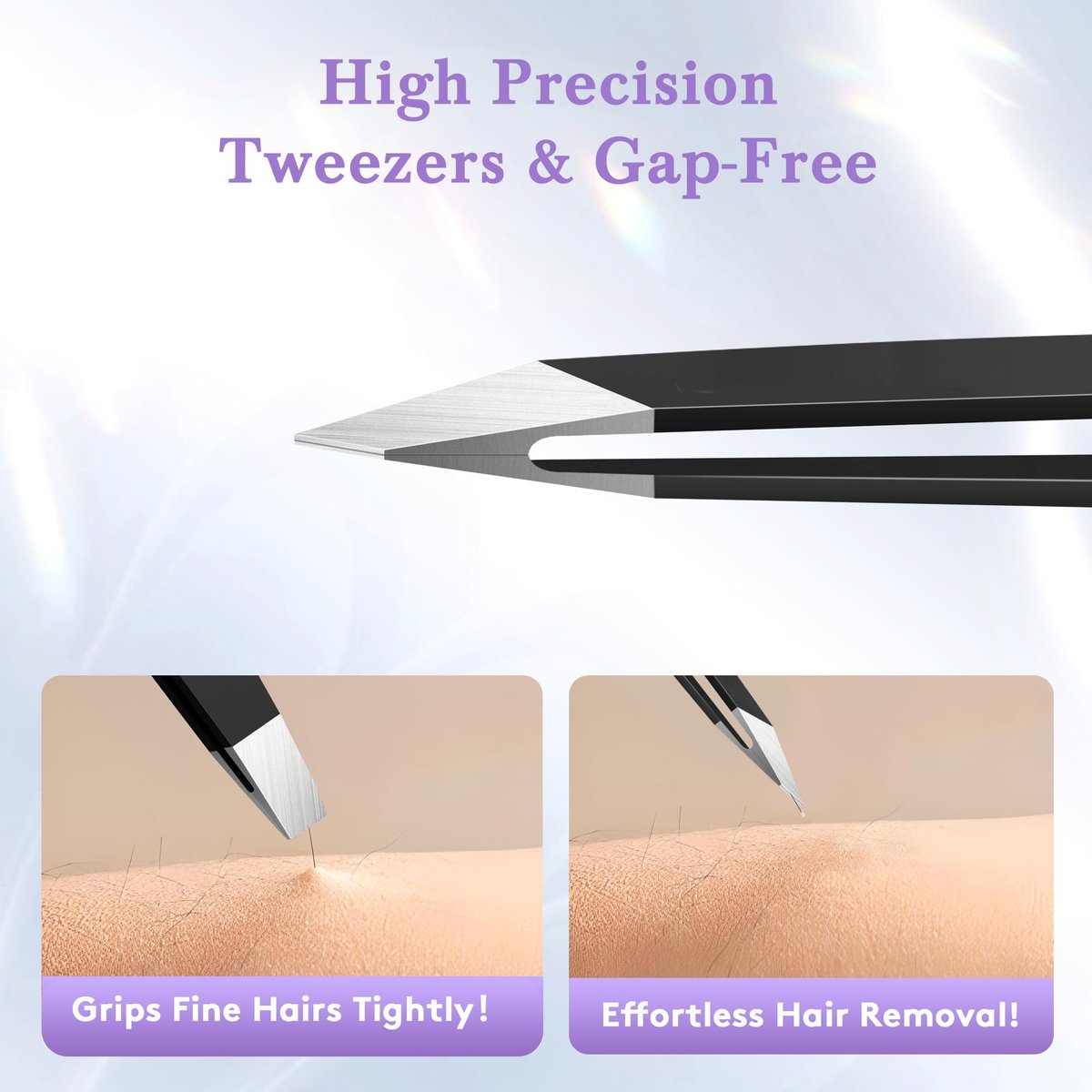 Premium Stainless Steel Tweezer Set – 4 Piece Tweezers for Women & Men, Facial Hair & Eyebrow Plucking with Leather Travel Case - görsel 5