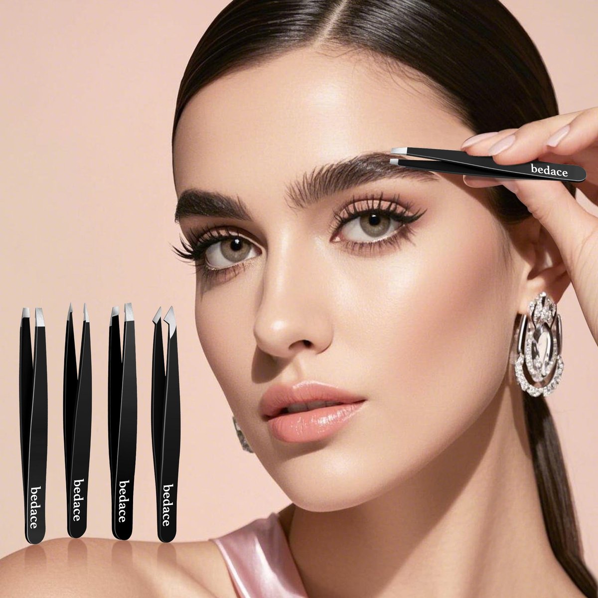 Premium Stainless Steel Tweezer Set – 4 Piece Tweezers for Women & Men, Facial Hair & Eyebrow Plucking with Leather Travel Case - görsel 15