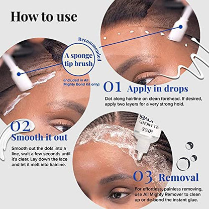 KISS Red All Mighty Lace Front Wig Remover – Gentle Foaming Solvent, Protects Edges, No Harmful Chemicals (60mL / 2.03 fl oz) - KAMR01
